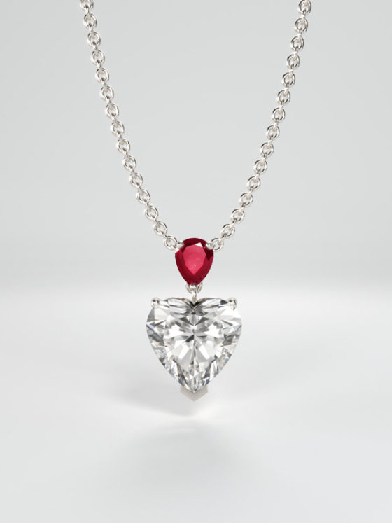 Heart Diamond Necklace in white gold.