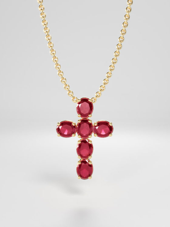 Gold Power Cross with Rubies