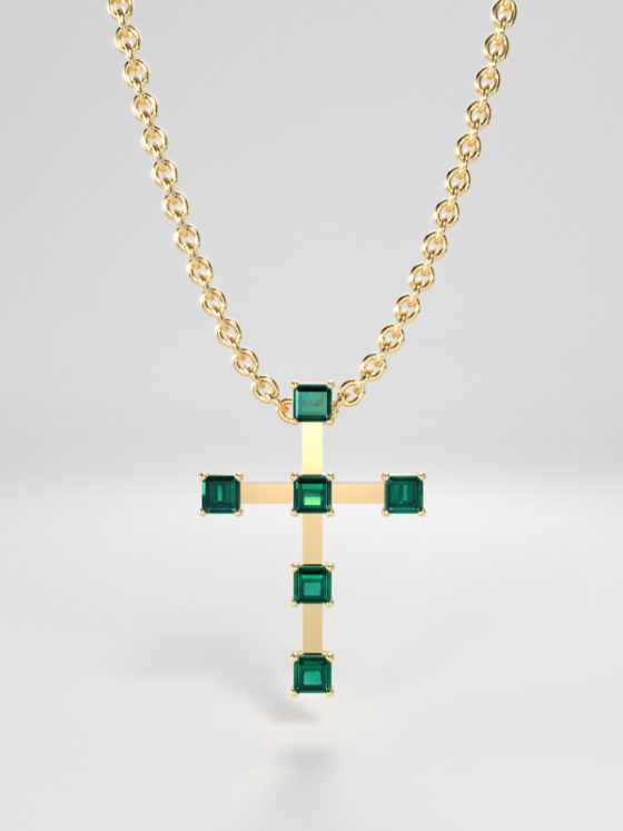 Gold Emerald Cross