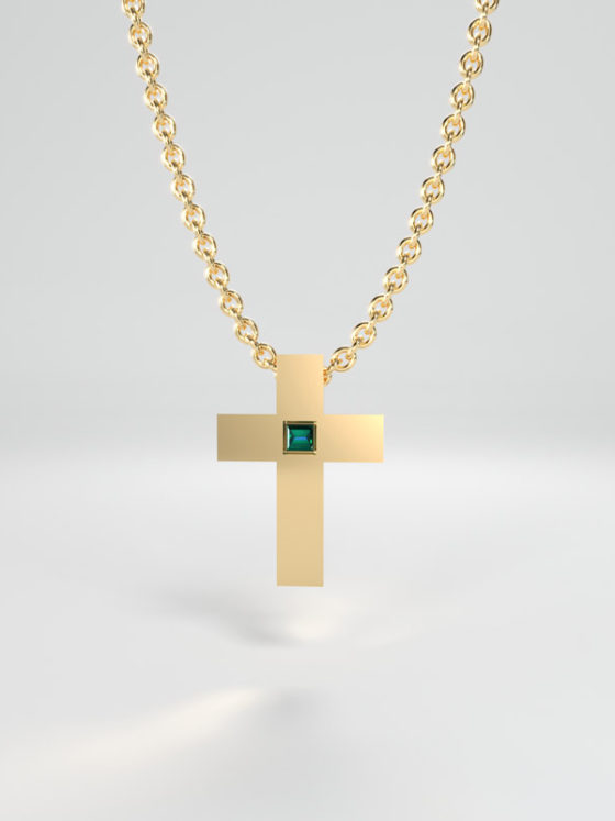 Gold Emerald Cross