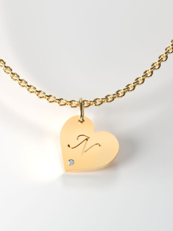 Gold Heart shaped Tag With diamond