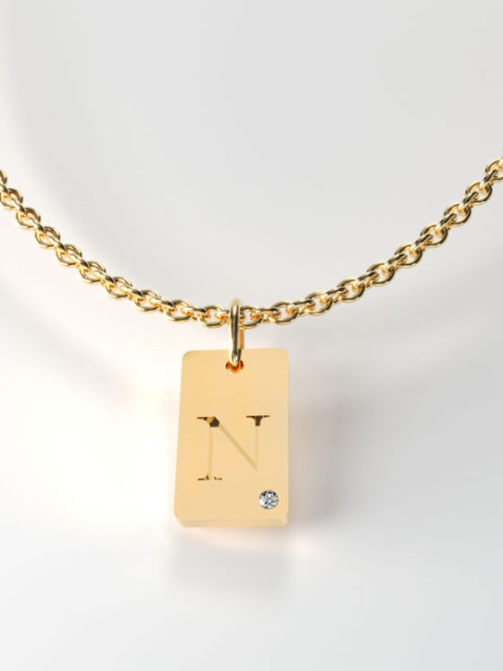 Gold Square shaped Tag With diamond