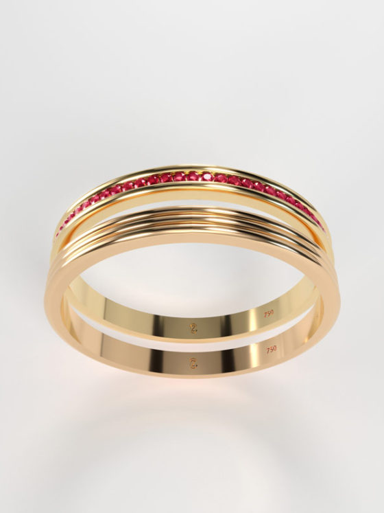 Gold Wedding Ring with rubies